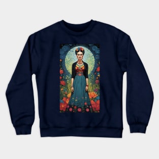 Frida's Enigmatic Gaze: Unconventional Portrait Crewneck Sweatshirt